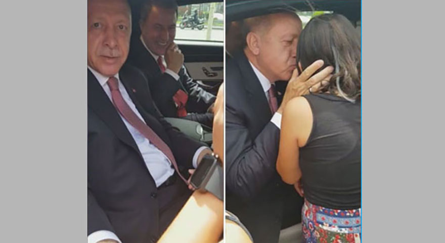 Erdoğan küçük kızı görünce aracını durdurdu Renki anlar kamerada