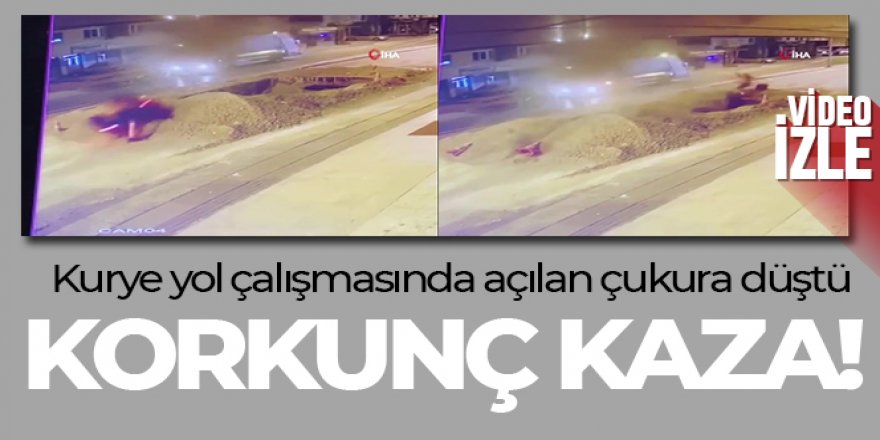 Ankara'da motosikletli kurye yol çalışmasında açılan çukura düştü
